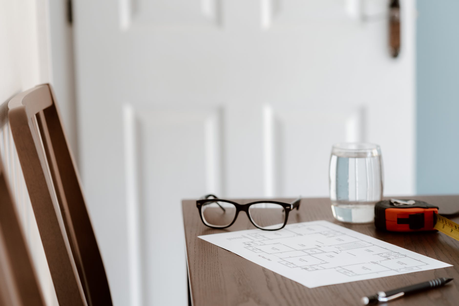 contemporary workplace of architect in apartment